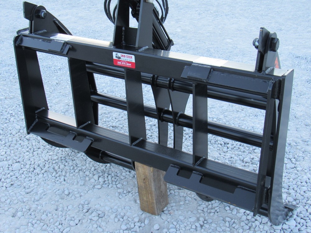 48" Root Rake Clam Grapple and 42" Long Pallet Forks Attachment ComboQuickAttach