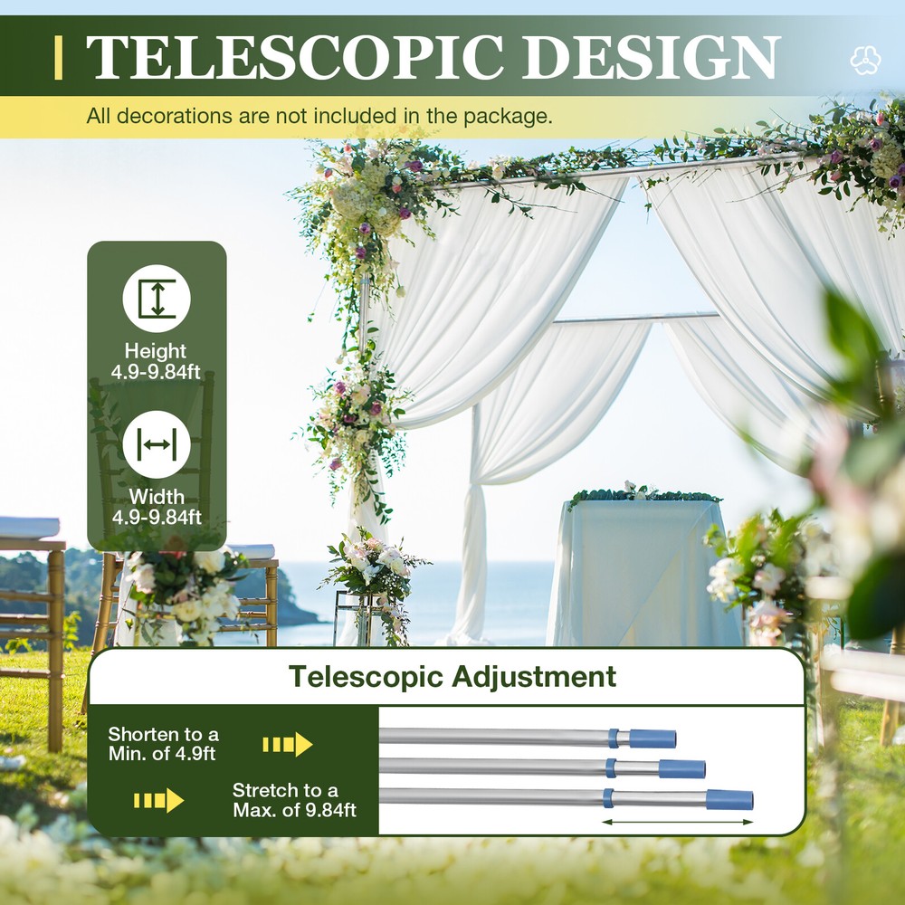 10ft x10ft Backdrop Stand Pipe Kit Heavy Duty Wedding Back Drop Adjustable Stand