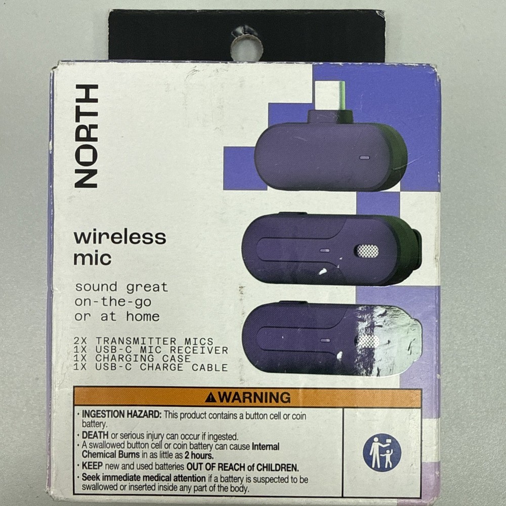 NORTH Wireless Microphone with Charger (USB-C) NEW Open Box
