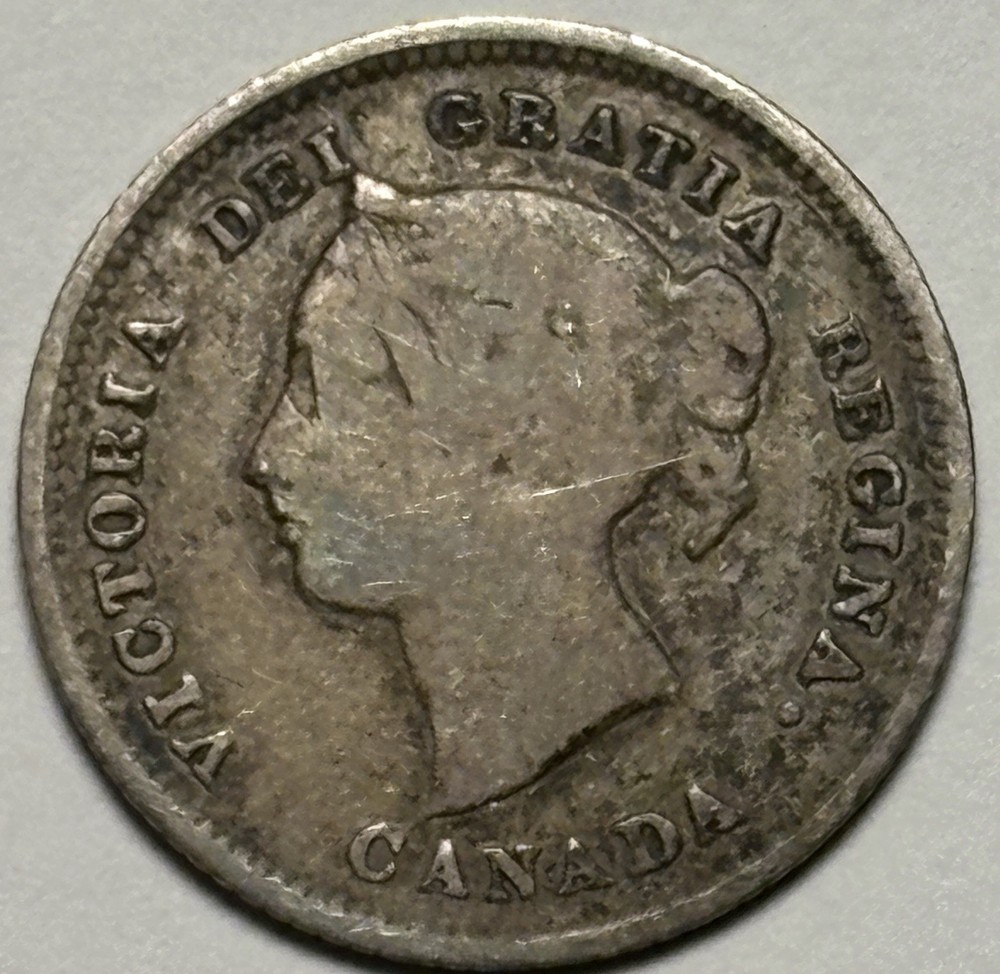 🇨🇦 1880-H Canada 5 Cents Silver — Circulated