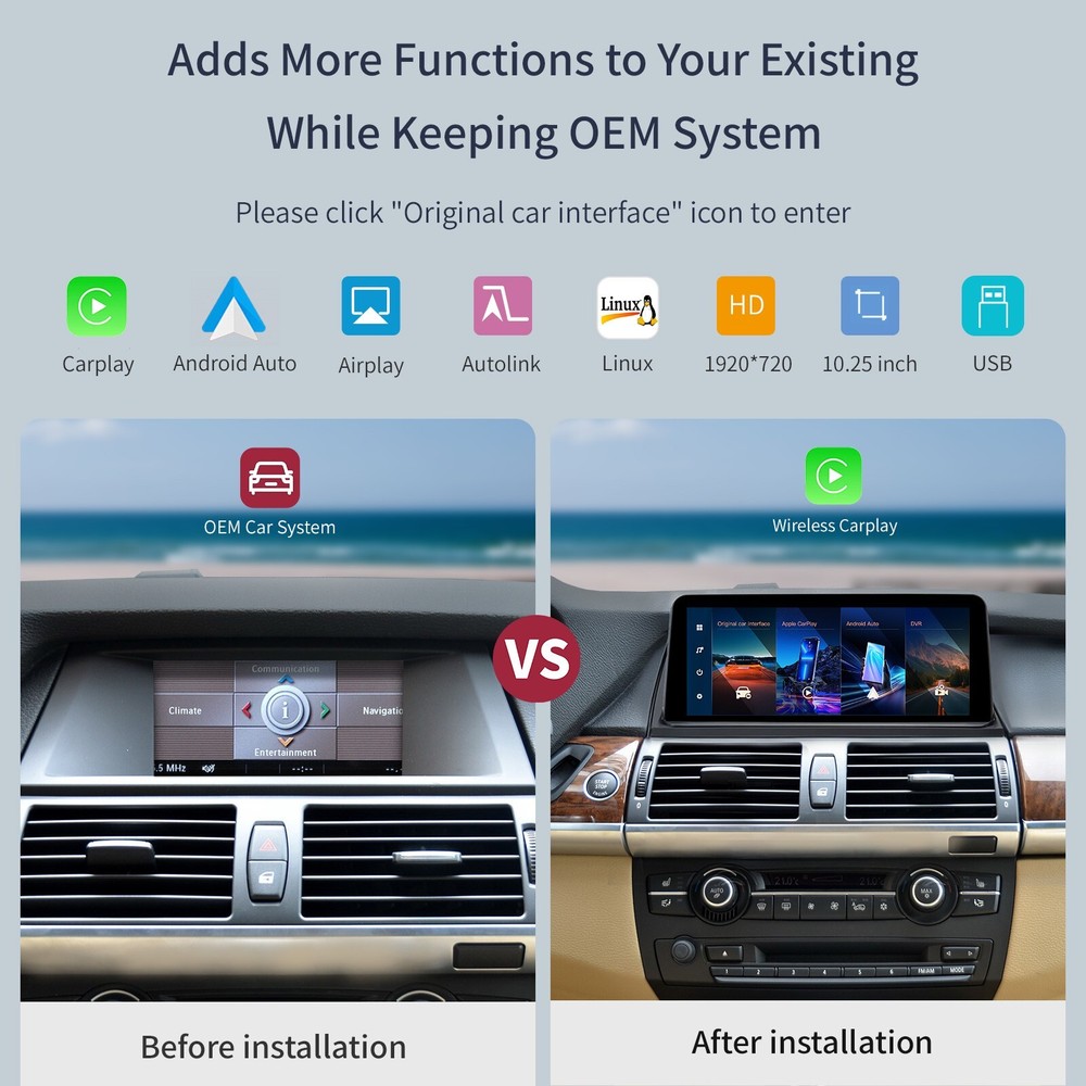 BMW X5 X6 CCC E70 E71 2007-2010 10.25'' Carplay/Android Auto Touchscreen