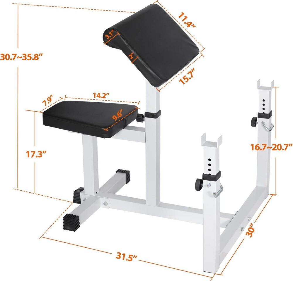 Adjustable Arm Curl Weight Bench With High Density Padding And 450 Lbs Capacity