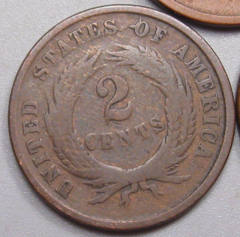 3 US 2¢ Two Cent Piece 1864, 1865, 1867