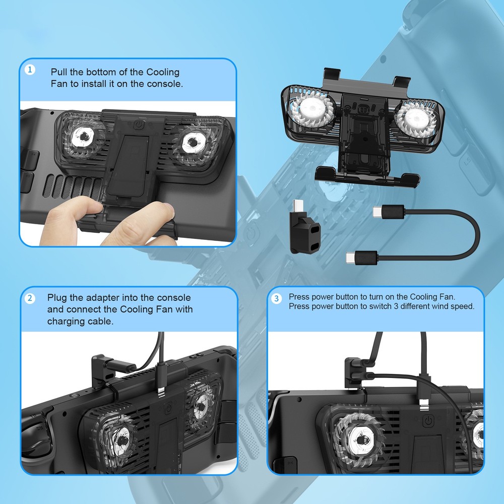 ABS External LED Fan Cooling Holder Bracket For Steam Deck/Switch/Switch OLED