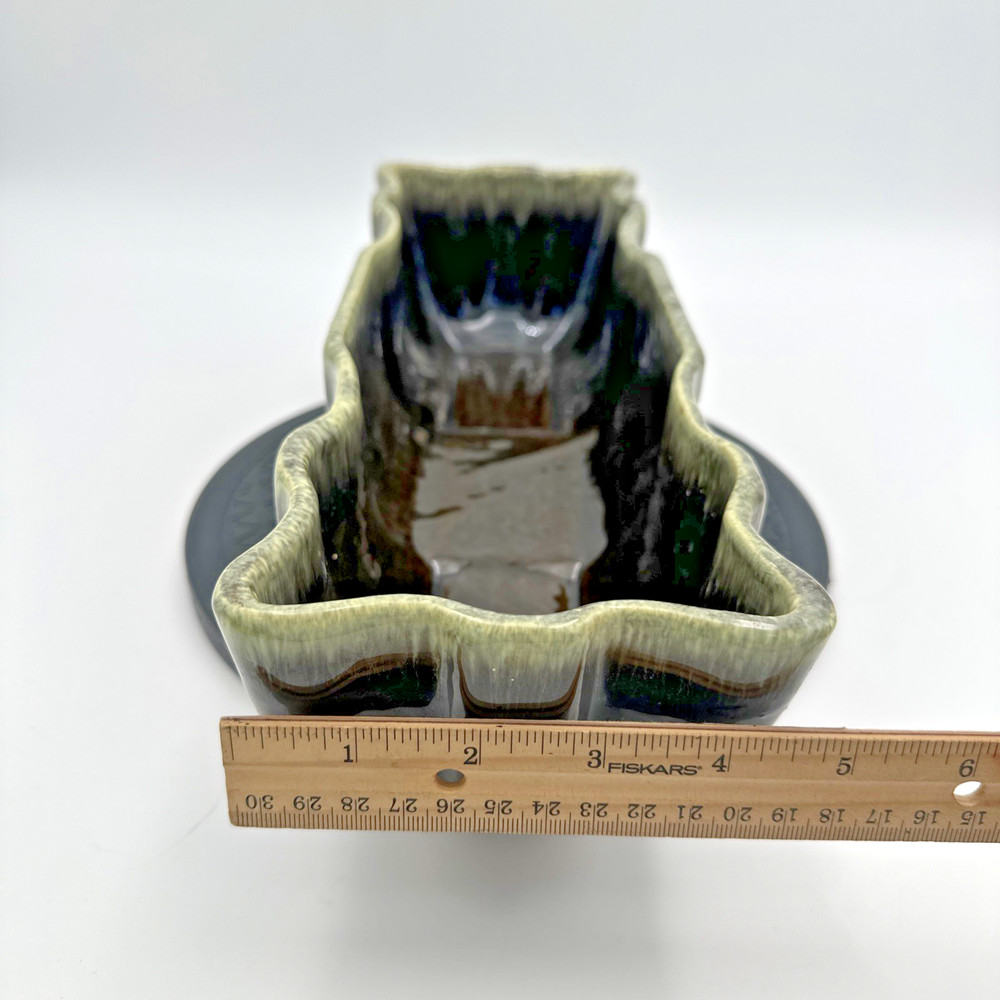 Vintage Hull Imperial Green Lava Glaze Rectangular Ceramic Planter Mid Century