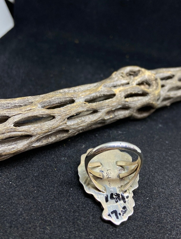 Native American Navajo plain sterling silver leaf ring size 8.75