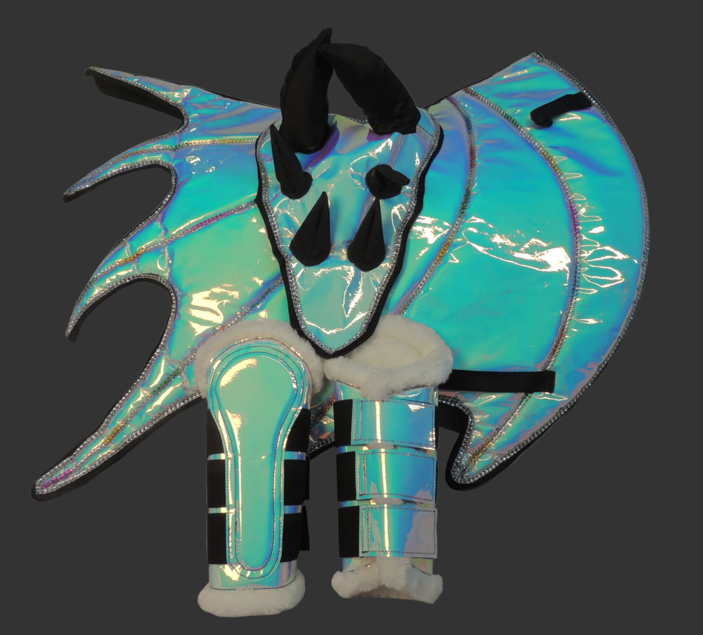 Dragon Saddle Pad Set with Ear Bonnet and Blushing Boots