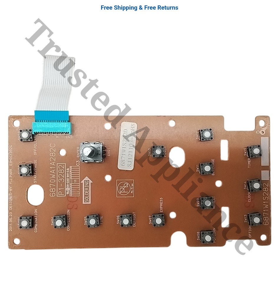 LG Microwave Main Control Board Electronic Controller PCB 6871W1S282D