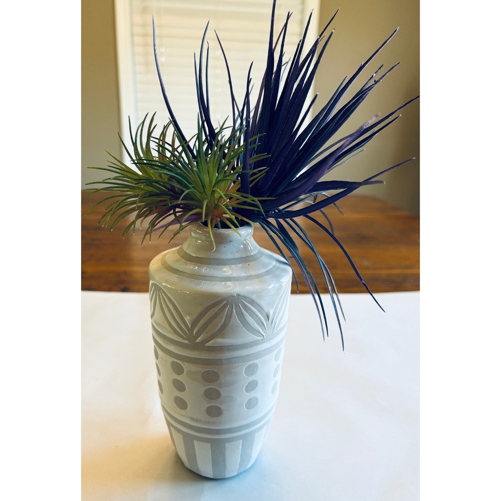 Found & Fable White Two-Tone Ceramic Vase, 7"