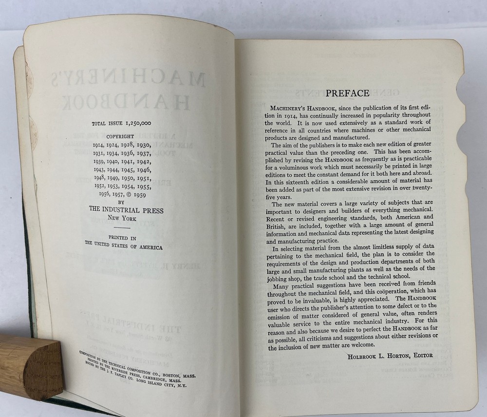 1959 Machinery's Handbook 16th Edition Machinists Engineers Reference