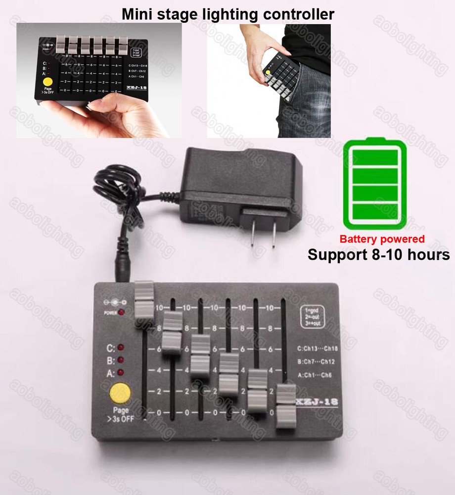 DMX 512 DJ Lighting Console Mini Battery Disco Party Show Stage Light Controller