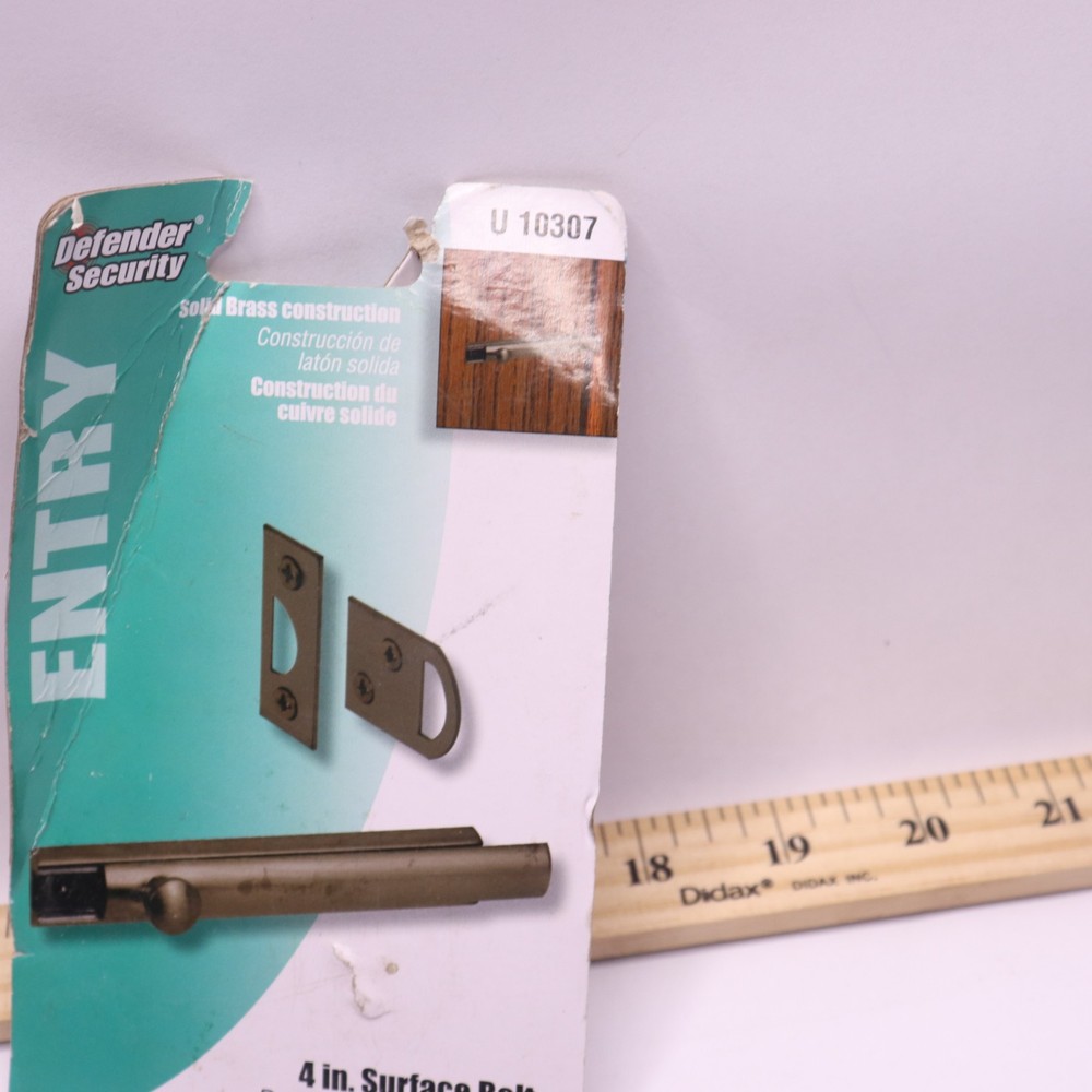 Prime-Line Surface Bolt, 4 in., Solid Brass Construction, Classic Bronze Finish