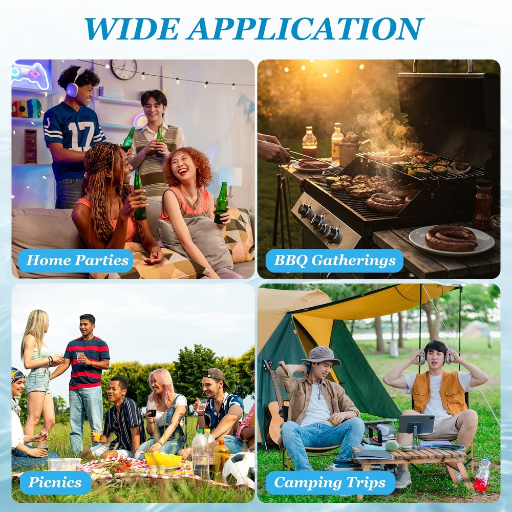 24 Pack Reusable Ice Cubes for Drinks, Blue/White Cube