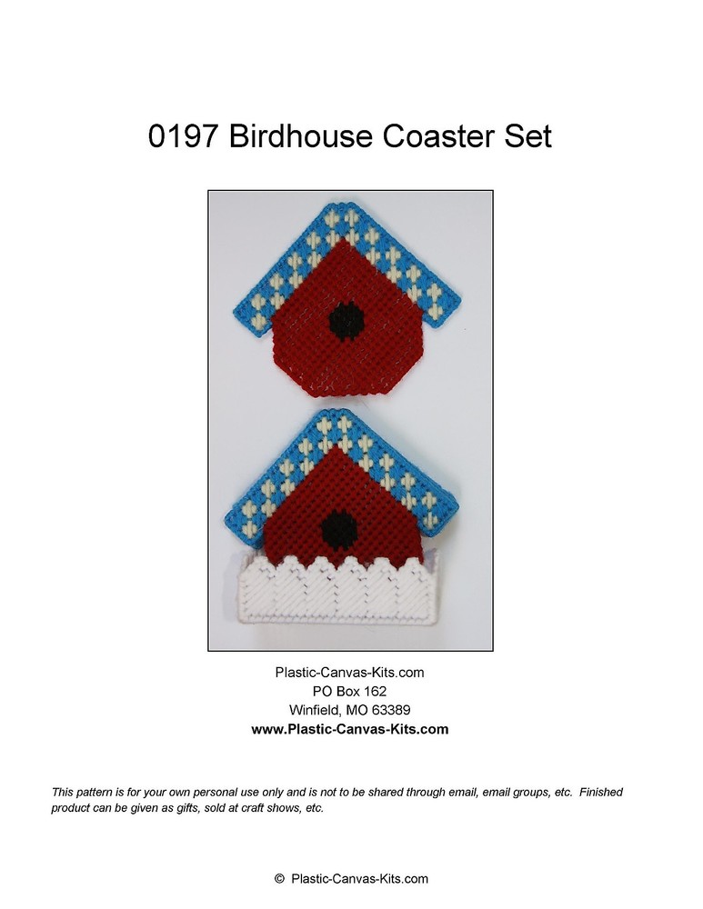 Birdhouse Coaster Set-Plastic Canvas Pattern or Kit