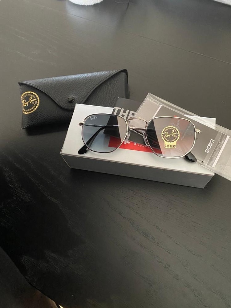 New Ray-Ban Hexagonal Silver Frame/ Gradient Grey 51mm RB3548 Sunglasses