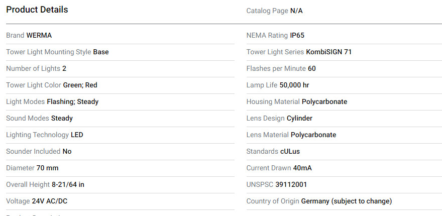 Werma Signaltechnik Tower Light Assembly
