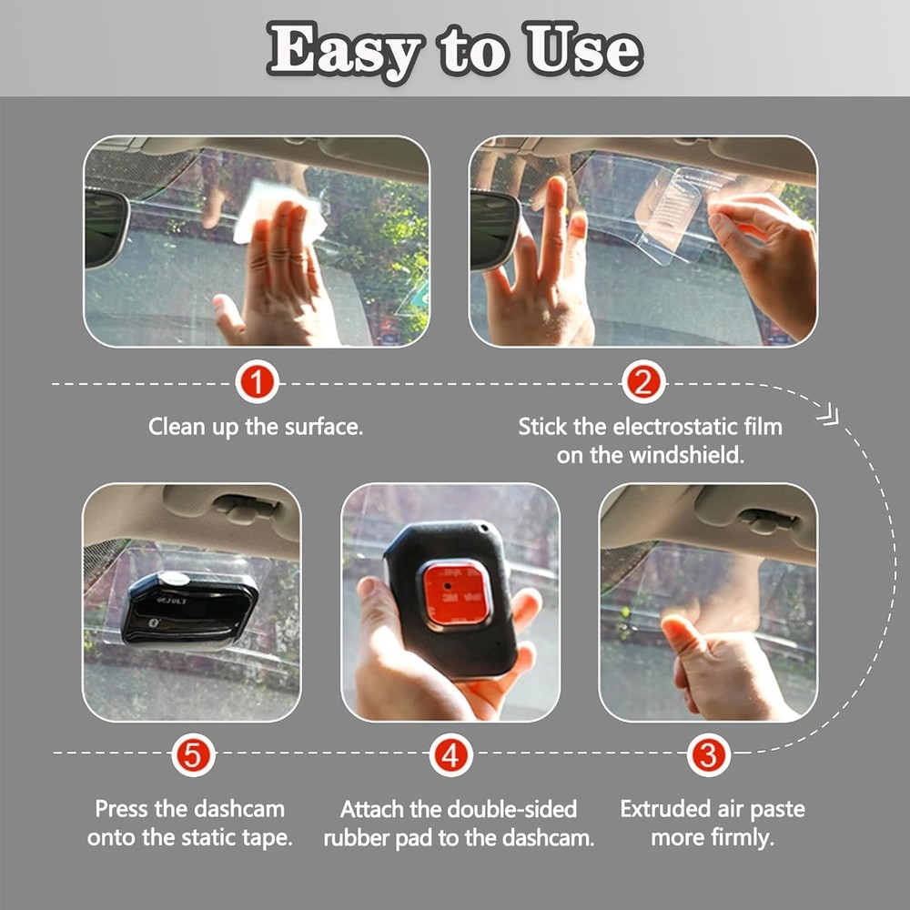 Electrostatic Film for Dash Cam, Sticker Shield Windshields Red