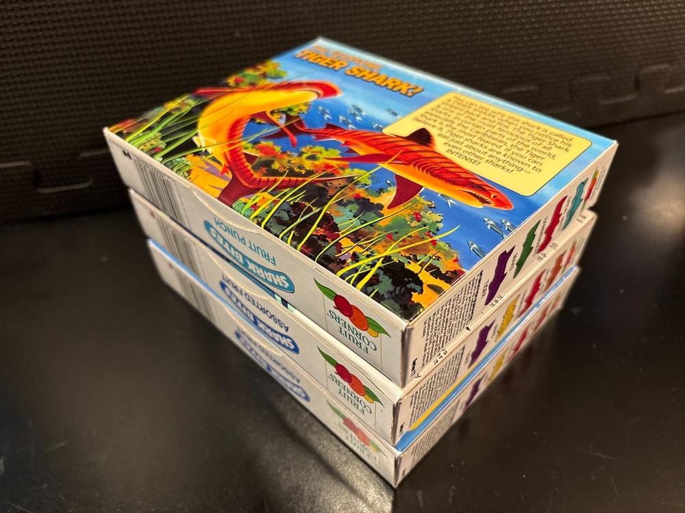 Shark Bites fruit snacks - 3 empty custom design display boxes