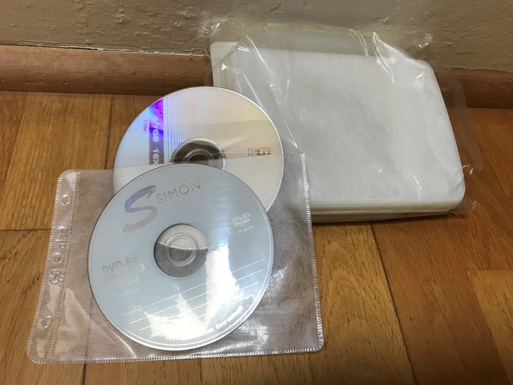 200 CD, DVD Sleeves Double-Sided 2 Discs Plastic