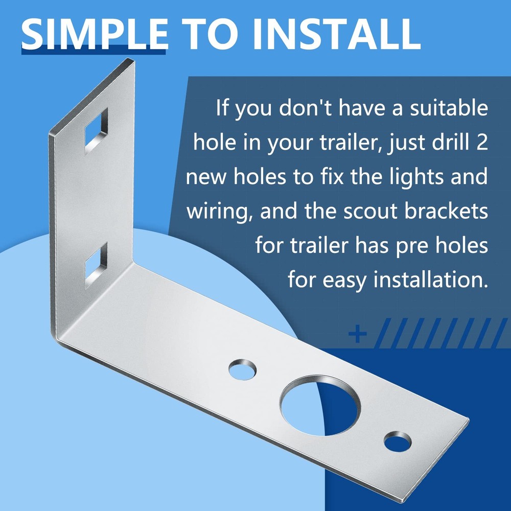 2 Pack Galvanized Trailer Light Brackets L-Shape Tail Light Bracket for Boat