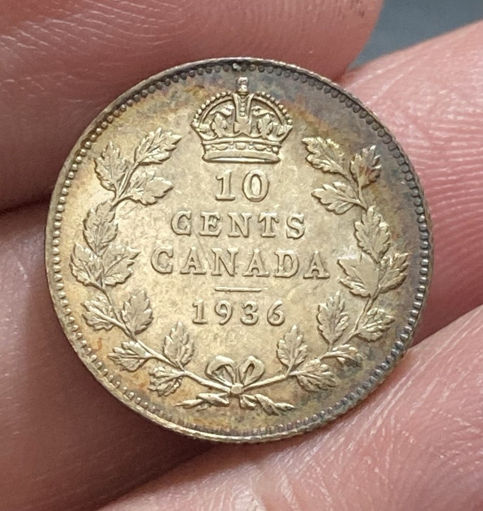 CANADA KM23a 10 Cent 1936 UNC Toned