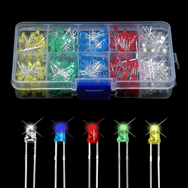 500pcs 3mm Bright LED Light Emitting Diode Component Kit Set for PCB Circuit