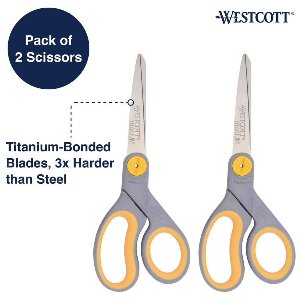 8" Titanium Bonded Scissors, 2-Pack - Durable Multipurpose Cutting Tools
