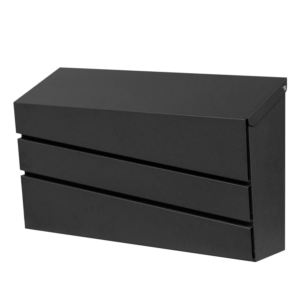 Wall-Mount Mailbox for Outside, Rust Resistant Mail Box No Flag, Black