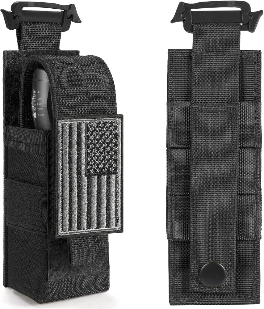 Tactical Flashlight Holster, Adjustable Flashlight Pouch Holder Molle Torch Carr