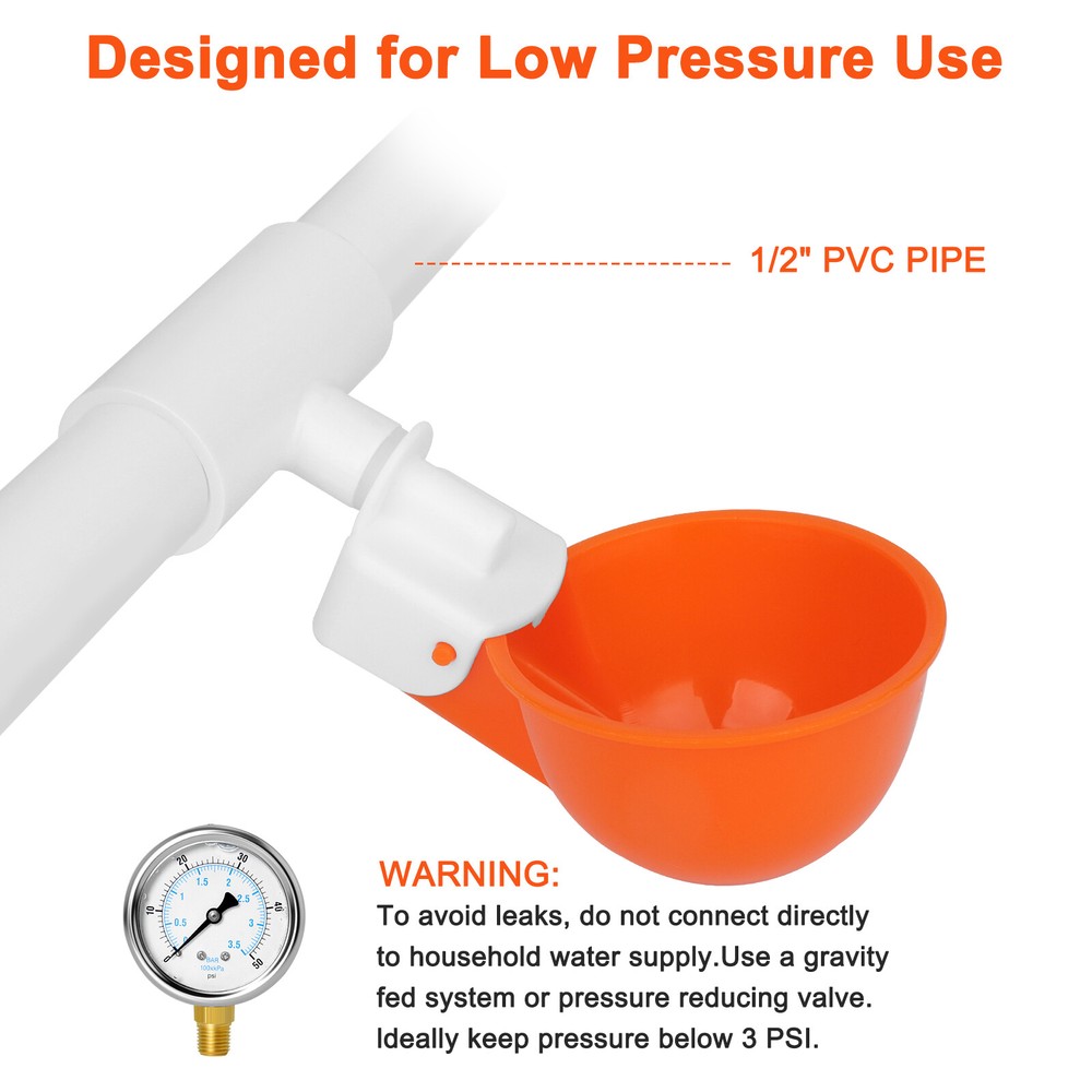5 PCS Automatic Water Cups Poultry Drinker Waterer Chicken Ducks Quail Drinking