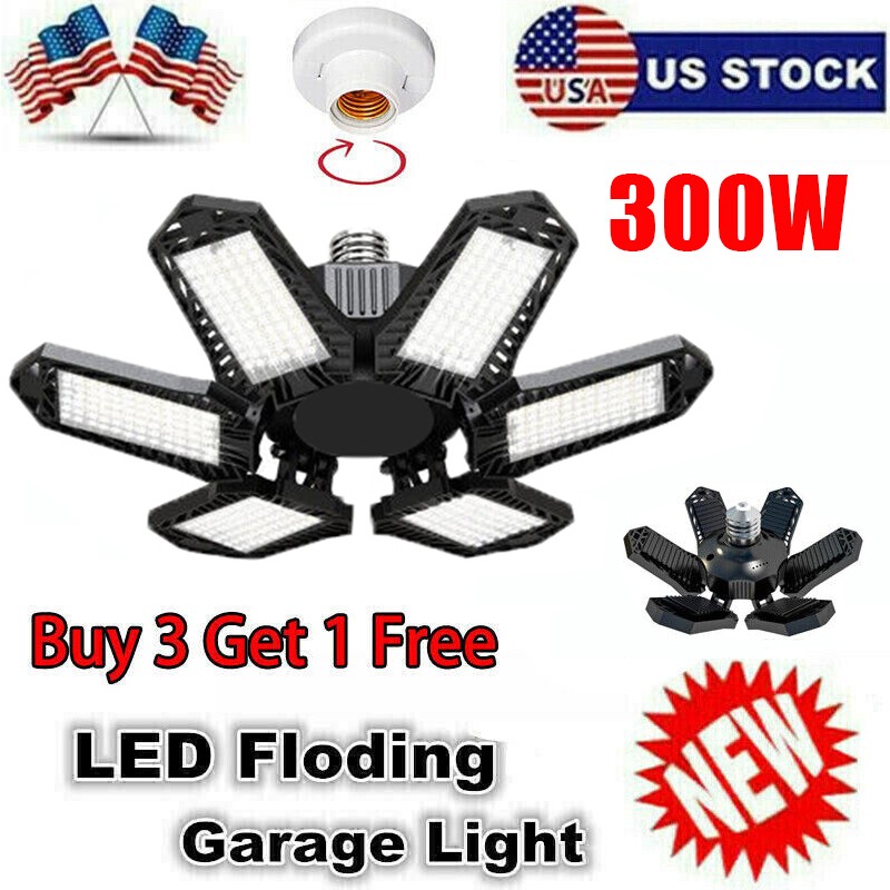 12000000LM LED Garage Light Super Bright Work Shop Ceiling Light Deformable Bulb