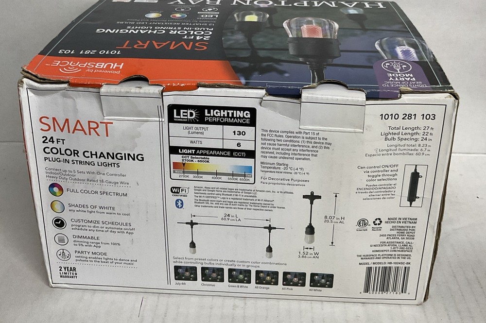 ⚡️Hampton Bay 12-Light 24ft Indoor/Outdoor String Light 🆕Distressed Box⚠️