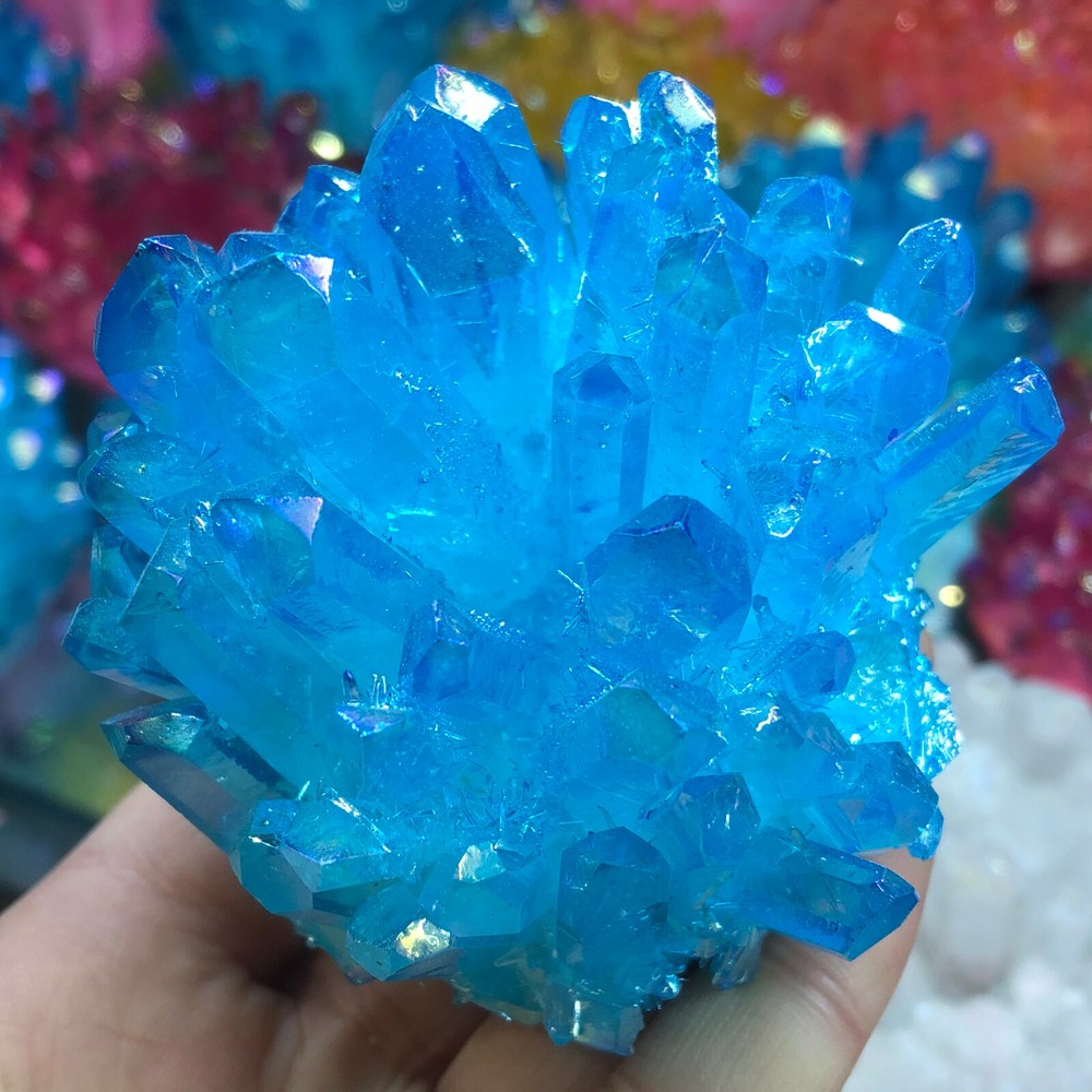 300g+ Titanium Blue Crystal Natural Quartz Cluster Specimen Healing 1pc