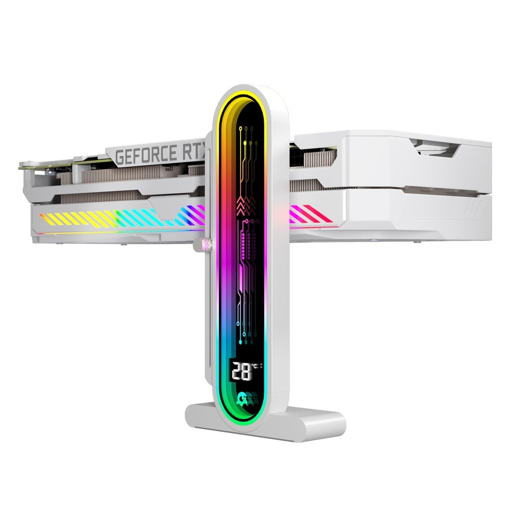 DY7-White ARGB GPU Support Bracket, Temperature Display, 5V 3pin, Universal