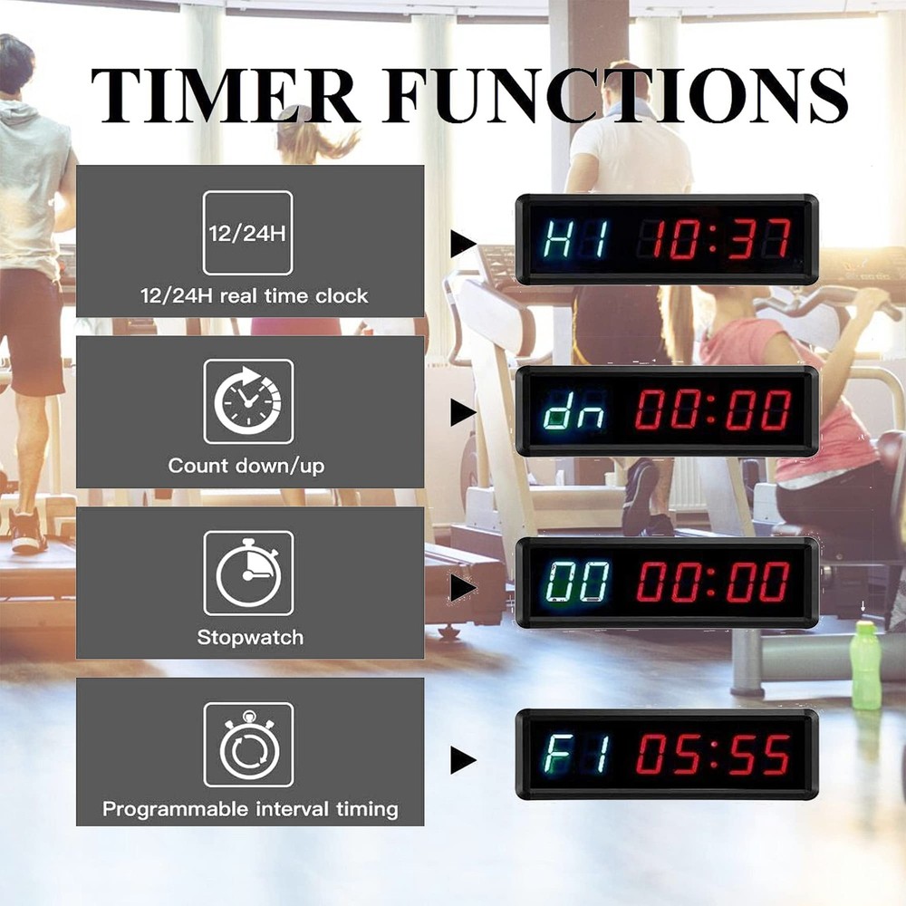 BTBSIGN LED Interval Timer Count Down/Up Clock Stopwatch with Green+red