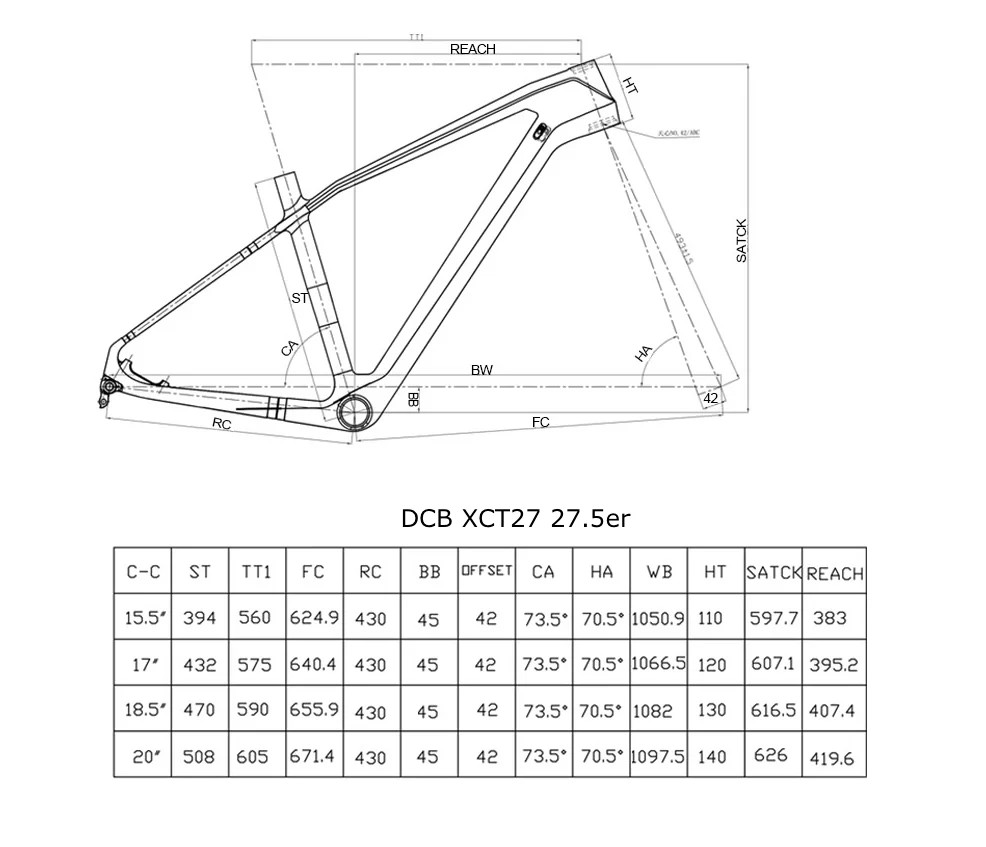 DCB XCT27 Felt Doctrine Style Carbon MTB Frame 27.5