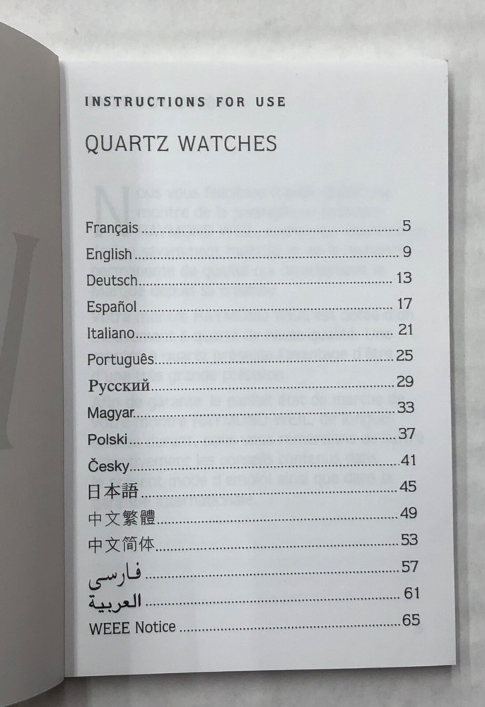 Raymond Weil Instructions for use book users manual booklet