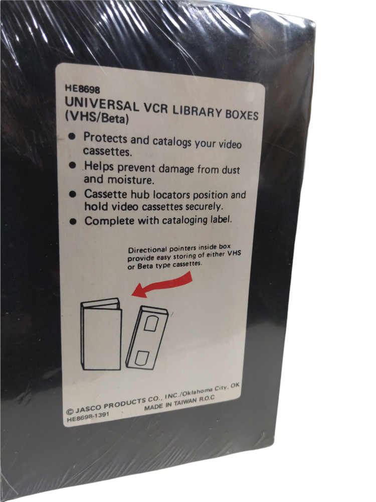 Jasco HE+ 10-Pack Universal VCR Library Boxes VHS / Beta Storage Boxes HE8698