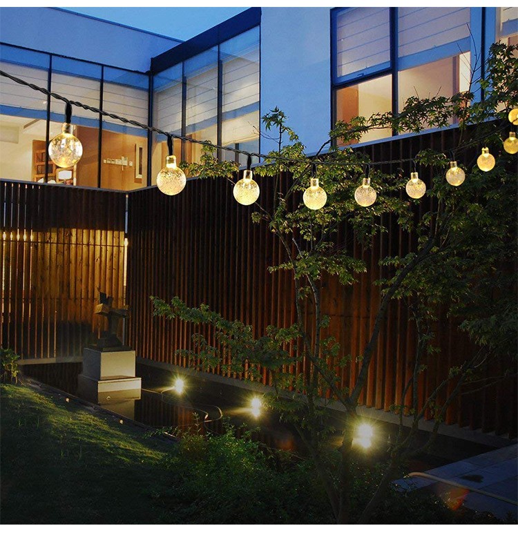2 Pack 66FT 200LED Outdoor Solar Globe String Lights Ball Bubbles 8 Modes Yellow