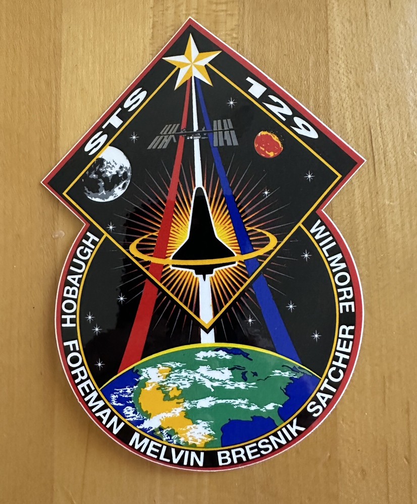 Authentic NASA Space Shuttle STS-129 Mission Patch Sticker    NOT A REPRODUCTION