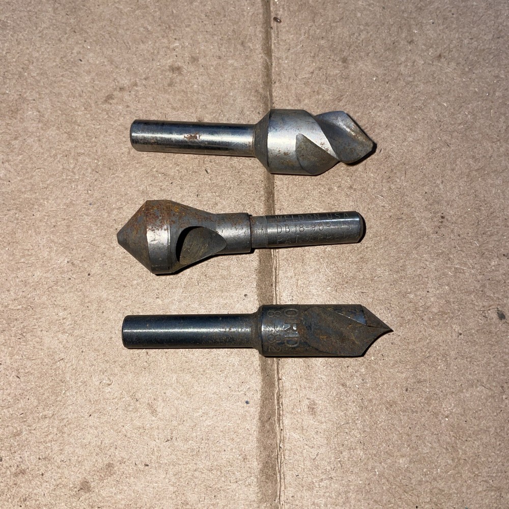 3 Miscellaneous HS Fluted Countersinks … See Photos ! Ford, Weldon & Unmarked !