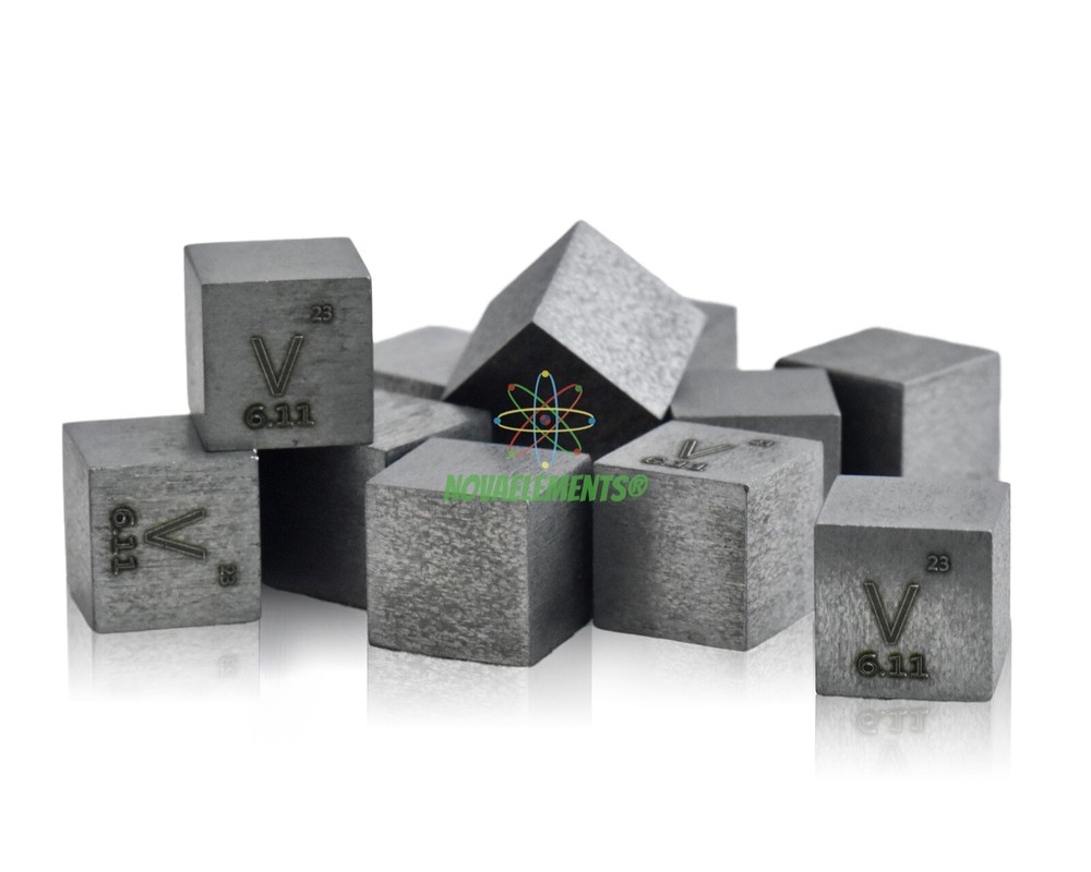 Vanadium metal Cube 10mm Standard Density Cube 99.99% for element collection