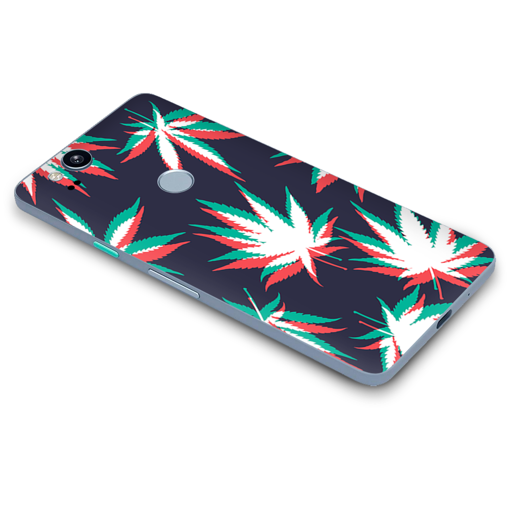 Google Pixel 2 Skins Decal Wrap 3D Holographic Weed Pot Leaf