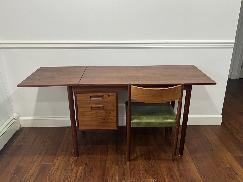 Danish Mid Century Modern Teak Drop Leaf Desk