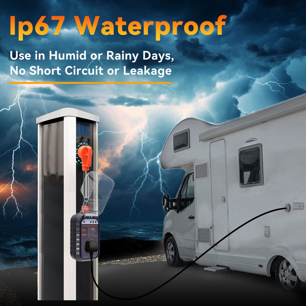 RV Surge Protector 30 Amp /RV Circuit Analyzer (8000 J) With LED Indicator Light