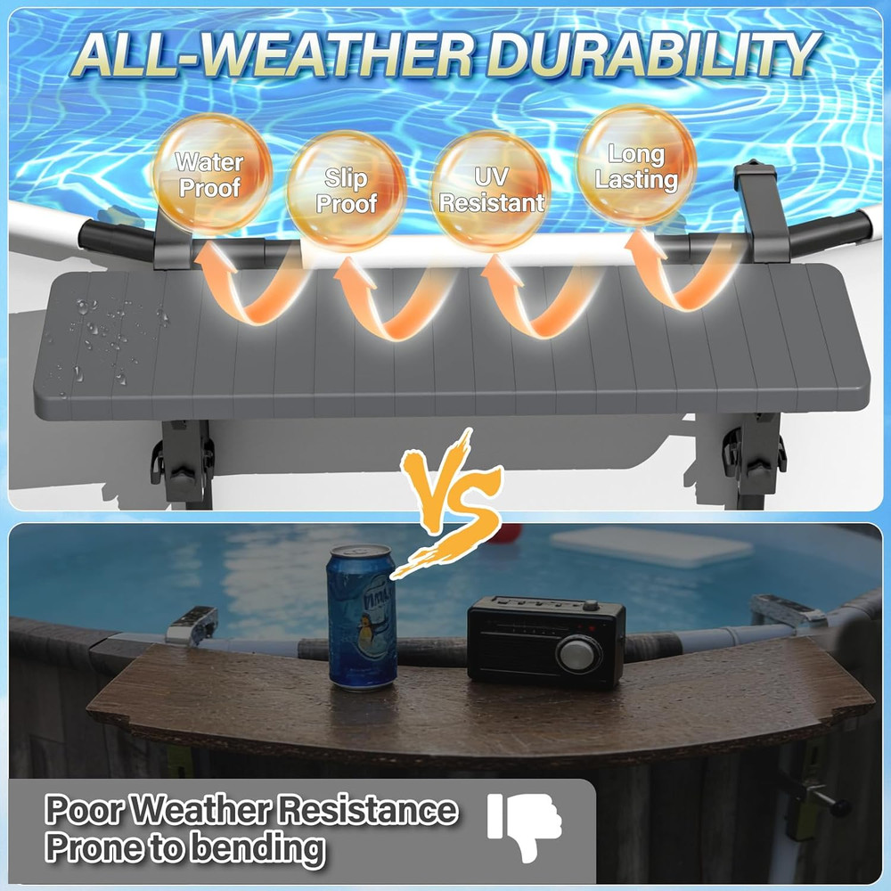 Pool Bar, above Ground Poolside Bar Table, 49.4×9.6" Stable & Large Pool Side Ta