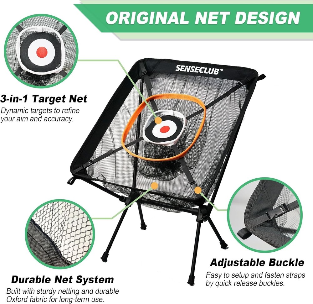 Easy Setup Golf Chipping Net with Mat & Balls - Perfect for Home Practice