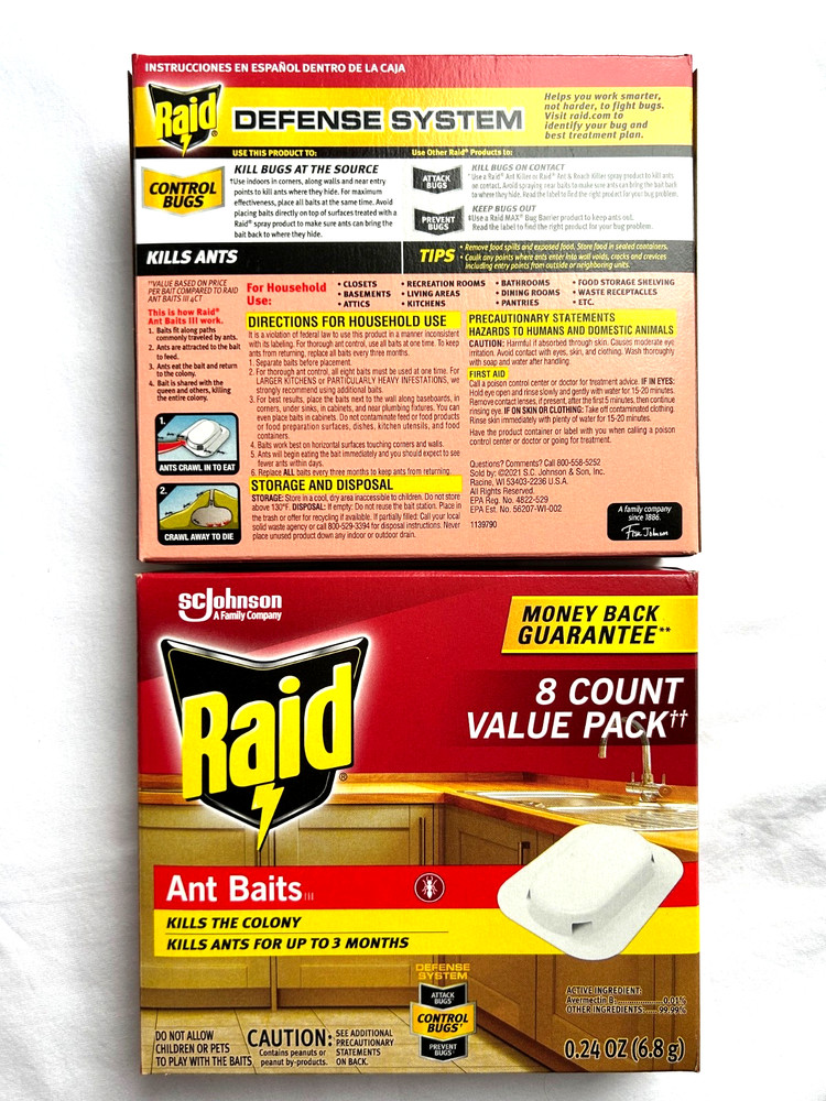 2 RAID Ant Baits III Pest Control Traps Child Resistant 8 per box
