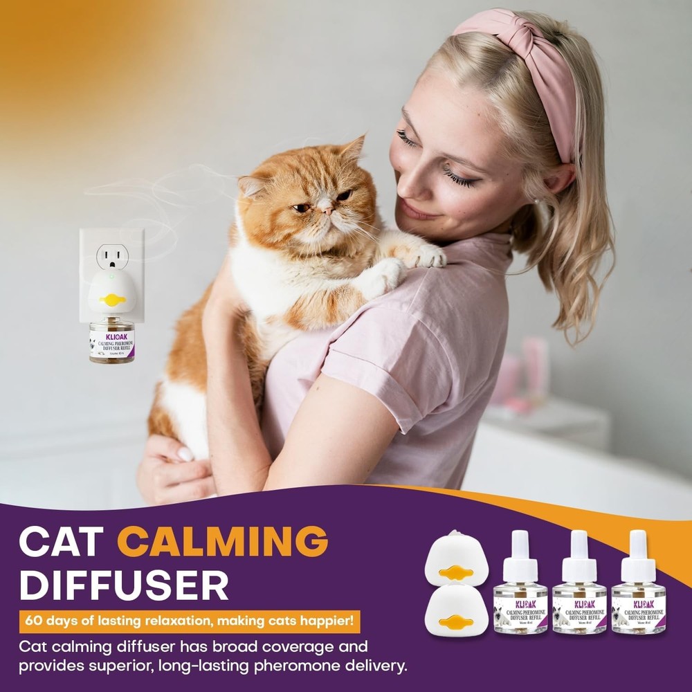Cat Calming Diffuser 5 Pack Includes 2 Diffusers Machines & 3 Refills Pheromone