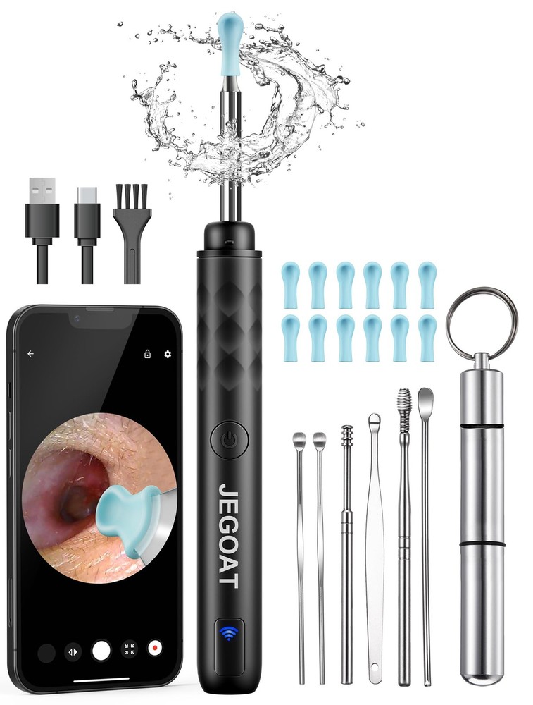 Jegoat Ear Wax Removal, Removal Tool Camera with Large, Jet Black